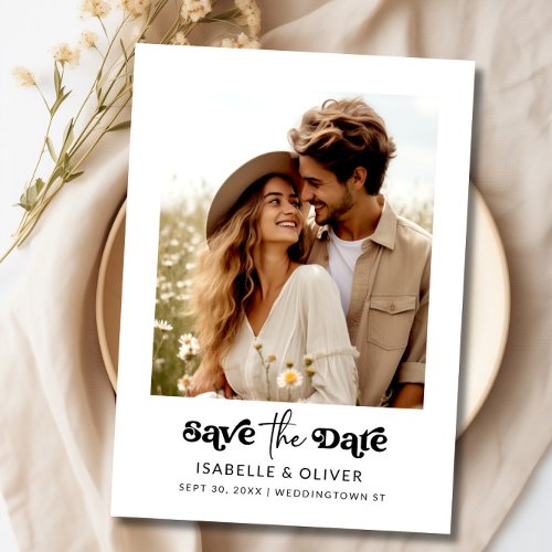 Simple Elegant Text and Photo Save The Date Magnetic Invitation