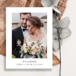 Simple Elegant Text and Photo Wedding Announcement Postcard<br><div class="desc">These black and white minimalist and elegant wedding announcement postcards feature modern black text that says "we eloped",  on a clean white background,  with your personal photo. A simple and stylish look to announce your elopement or that you were just married.</div>