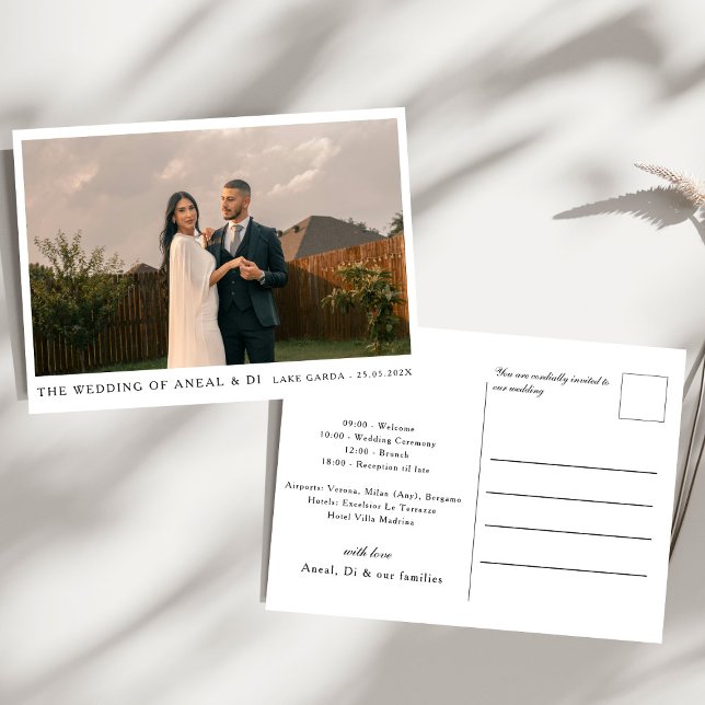 Simple Elegant Text and Photo Wedding Invitation Postcard (Creator Uploaded)