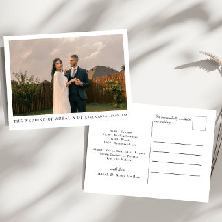 Simple Elegant Text and Photo Wedding Invitation Postcard