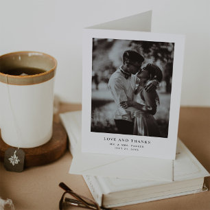 Simple Elegant Text and Photo   Wedding Letterpress Thank You Card