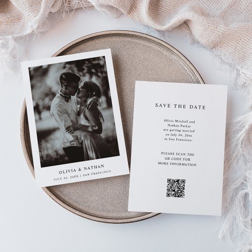 Simple Elegant Text and Photo  Wedding QR Code Save The Date