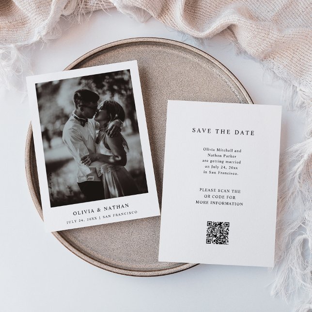 Simple Elegant Text and Photo | Wedding QR Code Save The Date (Creator Uploaded)