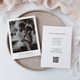 Simple Elegant Text and Photo Wedding QR Code Save The Date