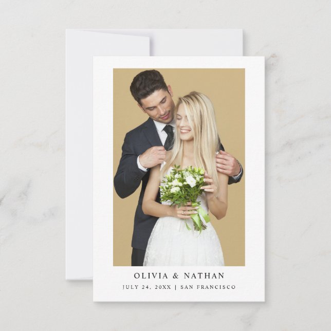 Simple Elegant Text and Photo | Wedding Save The D Date (Front)