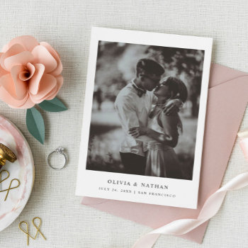 Simple Elegant Text And Photo | Wedding Save The Date by Customize_My_Wedding at Zazzle