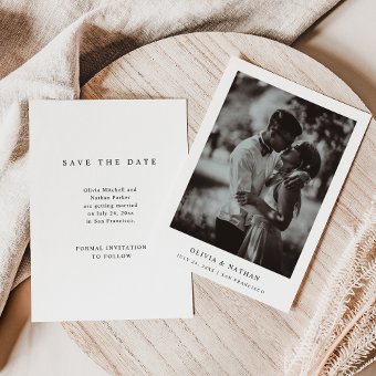 Simple Elegant Text and Photo | Wedding Save The Date | Zazzle