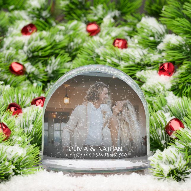 Simple Elegant Text and Photo | Wedding  Snow Globe (Christmas)