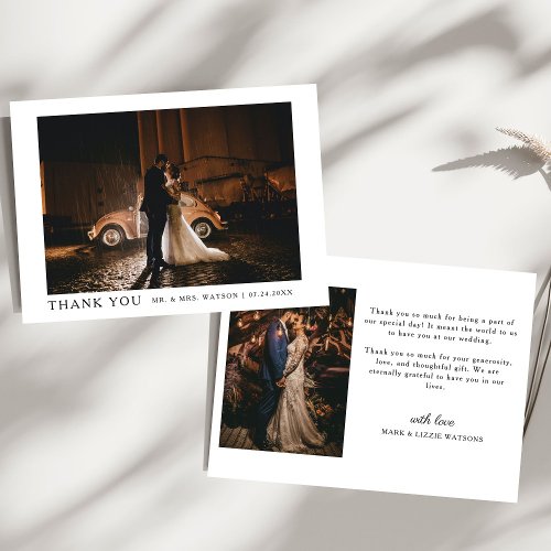 Simple Elegant Text and Photo  Wedding Thank You 