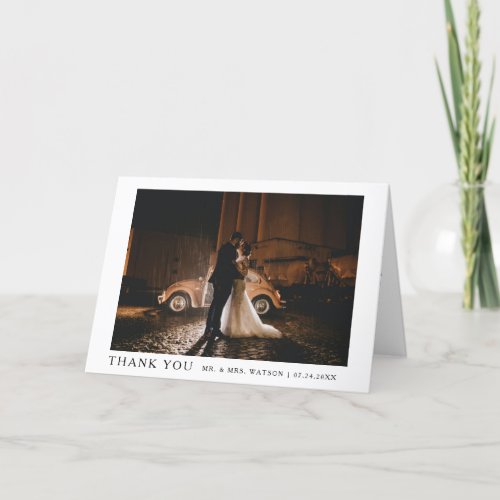 Simple Elegant Text and Photo  Wedding Thank You 