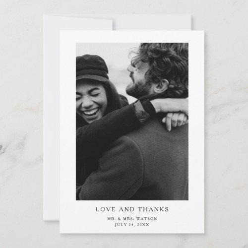 Simple Elegant Text and Photo  Wedding Thank You Card