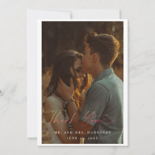 Simple Elegant Text and Photo Wedding Thank You Invitation