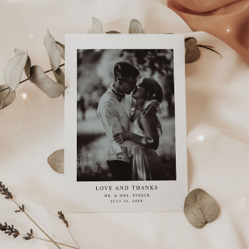 Simple Elegant Text And Photo | Wedding Thank You Postcard by Customize_My_Wedding at Zazzle