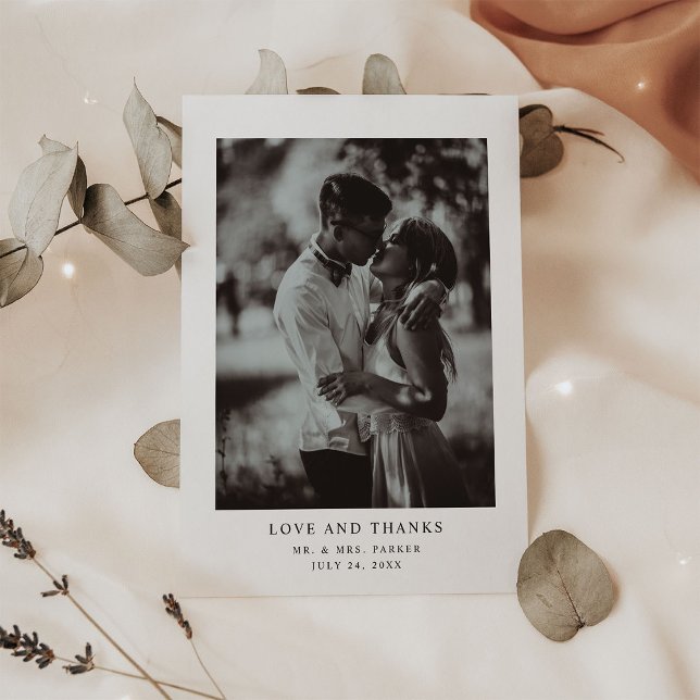 Simple Elegant Text and Photo | Wedding Thank You Postcard (Creator Uploaded)