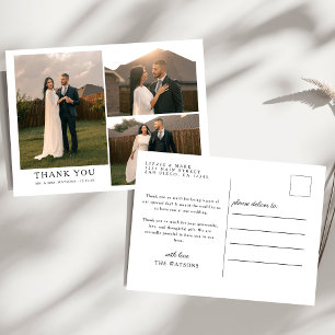 Simple Elegant Text and Photo Wedding Thank You  Postcard