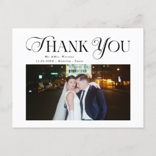 Simple Elegant Text and Photo Wedding Thank You Postcard
