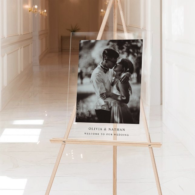 Simple Elegant Text and Photo | Wedding Welcome Acrylic Sign (Creator Uploaded)
