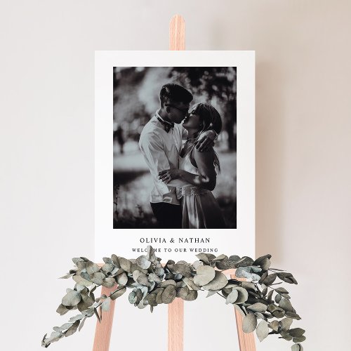 Simple Elegant Text and Photo  Wedding Welcome Foam Board