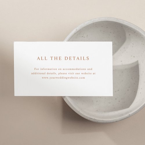 Simple Elegant Text  Boho Wedding Details Enclosure Card