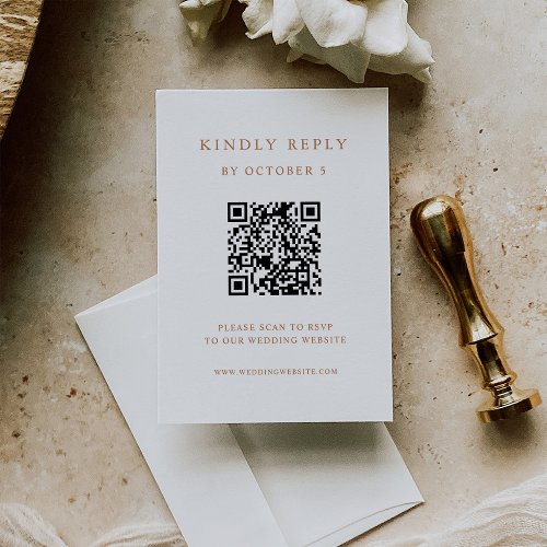 Simple Elegant Text  Boho Wedding QR Code RSVP Card