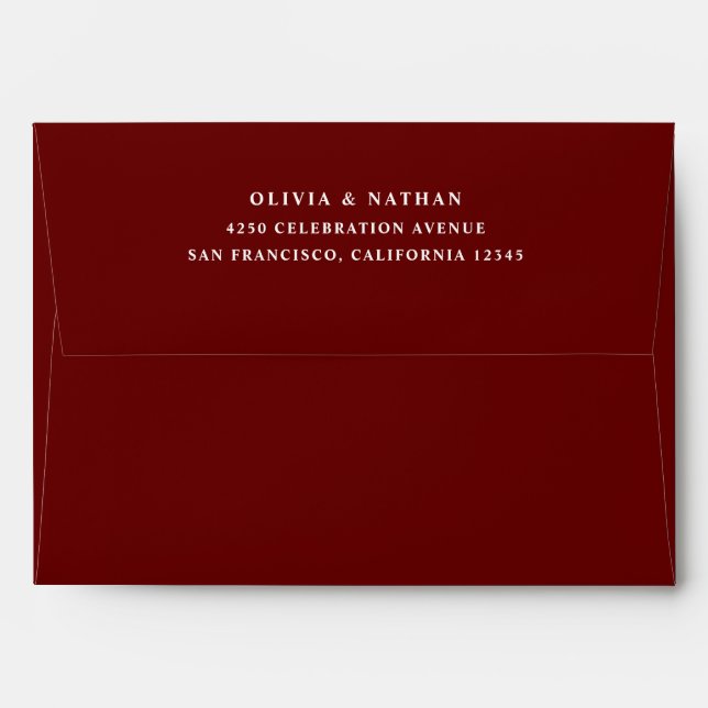 Simple Elegant Text | Dark Red Envelope (Back (Top Flap))