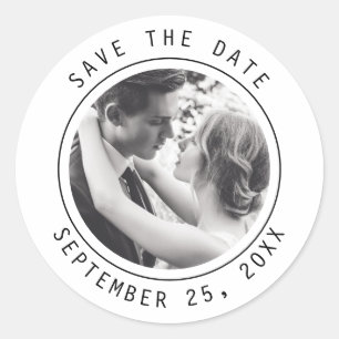 Simple Elegant Text & Photo QR Code Wedding Classic Round Sticker