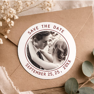 Simple Elegant Text & Photo QR Code Wedding Classic Round Sticker