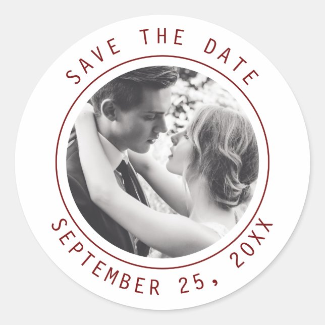 Simple Elegant Text & Photo | QR Code Wedding Classic Round Sticker (Front)