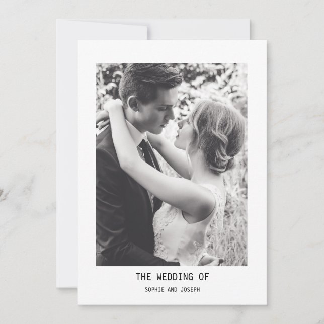 Simple Elegant Text & Photo | QR Code Wedding Invitation (Front)