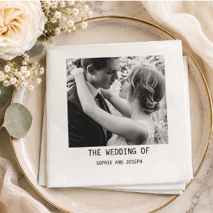 Simple Elegant Text & Photo QR Code Wedding Napkins