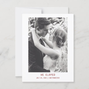 Simple Elegant Text & Photo Wedding Announcement Postcard