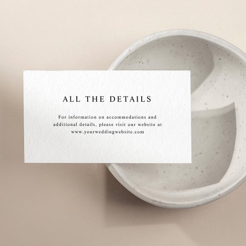 Simple Elegant Text  Wedding Details Enclosure Card