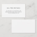 Simple Elegant Text | Wedding Details Enclosure Card | Zazzle