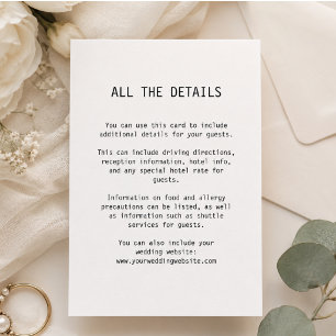 Simple Elegant Text Wedding Guest Details Enclosure Card