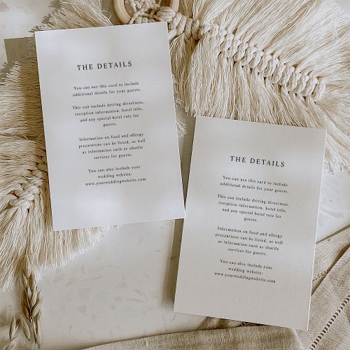 Simple Elegant Text  Wedding Guest Details Enclosure Card