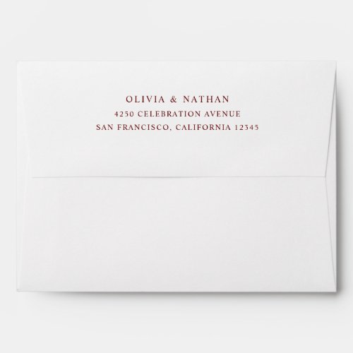 Simple Elegant Text  White and Dark Red Envelope