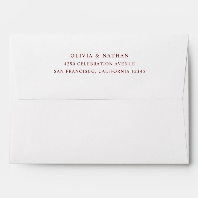 Simple Elegant Text | White and Dark Red Envelope (Back (Top Flap))