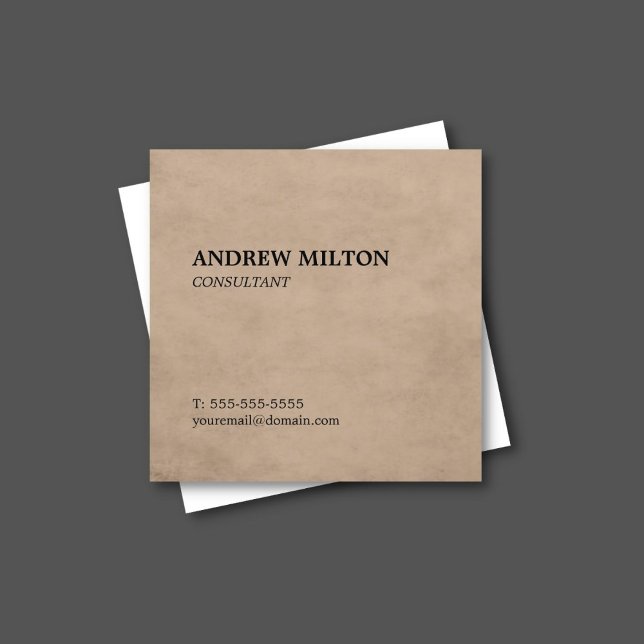 Simple Elegant Texture Beige Consultant Square Business Card (Creator Uploaded)