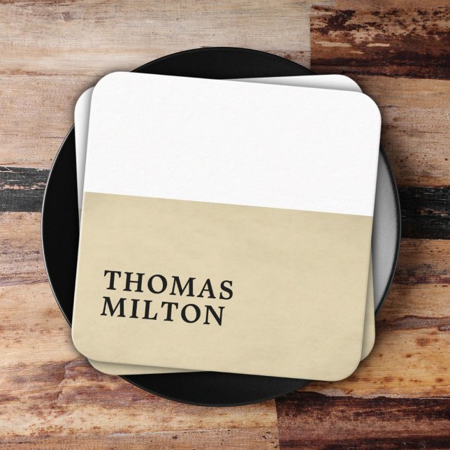 Simple Elegant Texture Beige White Consultant  Square Business Card (Creator Uploaded)