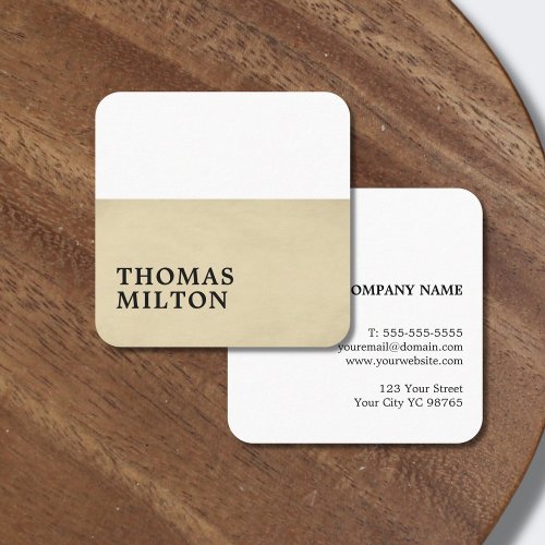 Simple Elegant Texture Beige White Consultant  Square Business Card