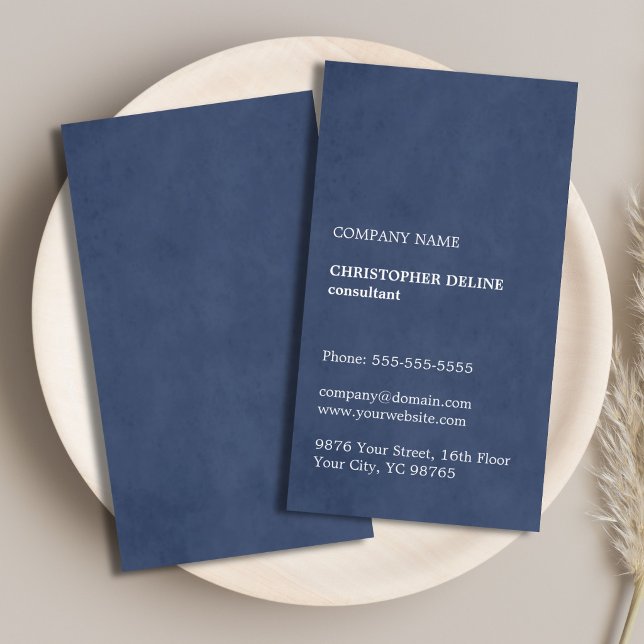 Simple Elegant Texture Blue Consultant Business Card (Creator Uploaded)