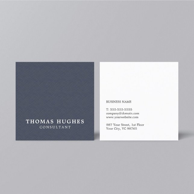 Simple Elegant Texture Blue White Consultant Square Business Card (Creator Uploaded)