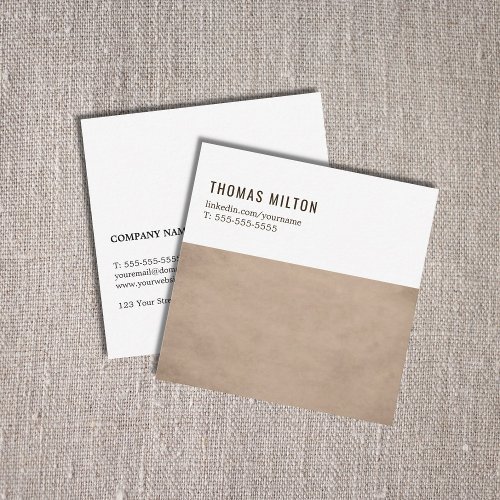 Simple Elegant Texture Brown White Consultant Square Business Card