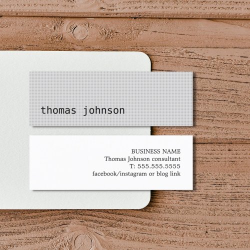 Simple Elegant Texture Grey Consultant Mini Business Card