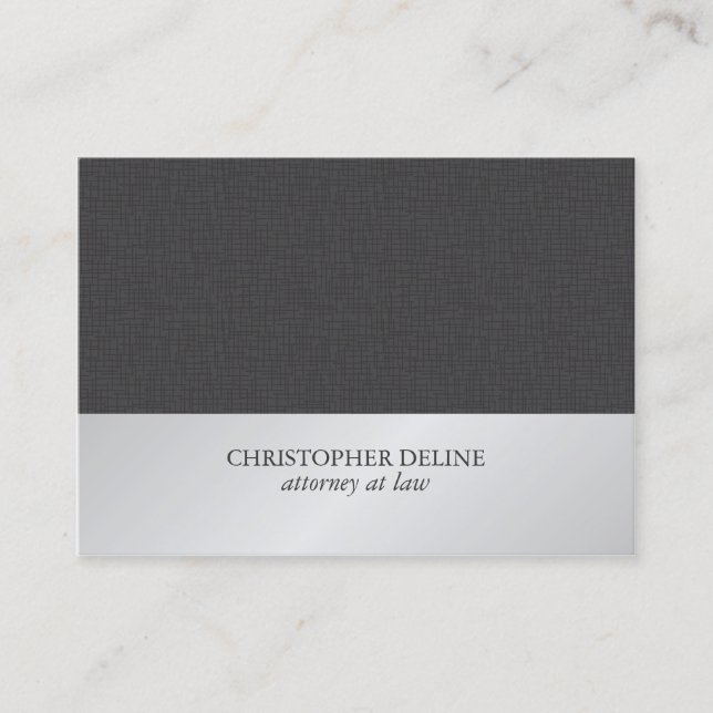 Simple Elegant Texture Grey Faux Silver Attorney Business Card (Front)