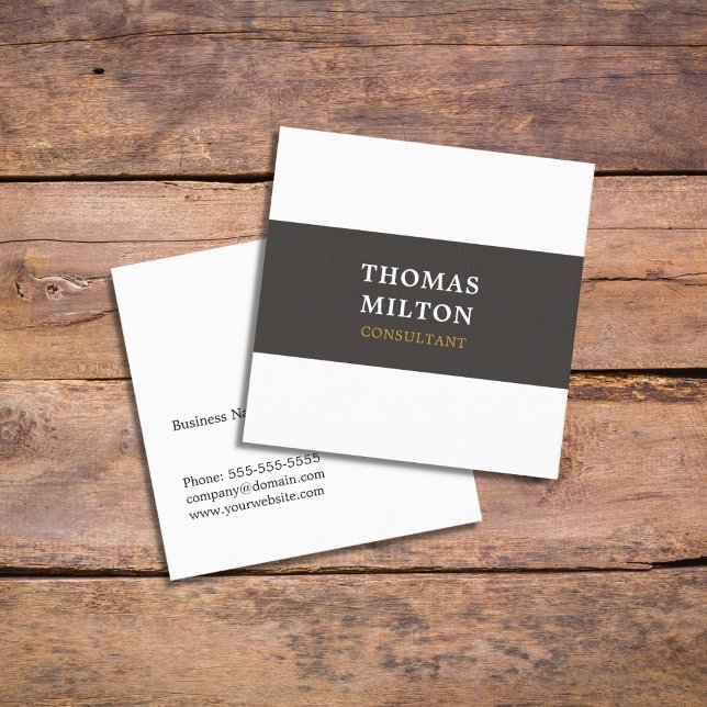 Simple Elegant Texture Grey White Consultant Square Business Card (Creator Uploaded)