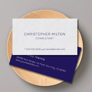 Simple Elegant Texture White Blue Consultant Busin Business Card