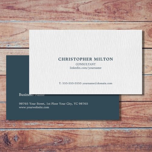 Simple Elegant Texture White Blue Consultant Business Card