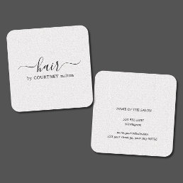 Simple Elegant Texture White Hair Stylist Square Business Card