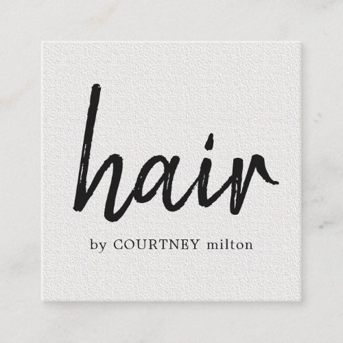 Simple Elegant Texture White Hair Stylist Square Business Card